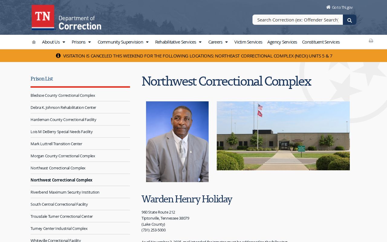Northwest Correctional Complex release records source page