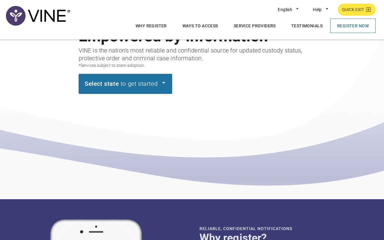 Lake County VINELink release notification search and registration interface